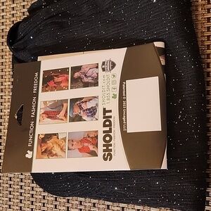 Black/shimmer Infinity Scarf with Pocket